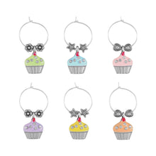 Load image into Gallery viewer, Wine Things 6-Piece Sweet Cupcake Wine Charms, Painted