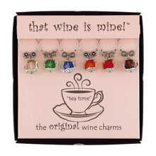 Load image into Gallery viewer, Wine Things 6-Piece Crystal Teapot Wine Charms