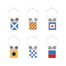 Load image into Gallery viewer, Wine Things 6-Piece Nautical Flags Wine Charms, Painted