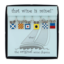 Load image into Gallery viewer, Wine Things 6-Piece Nautical Flags Wine Charms, Painted