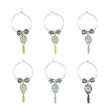 Load image into Gallery viewer, Wine Things 6-Piece Tennis Racquets Wine Charms, Painted