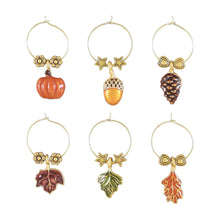 Load image into Gallery viewer, Wine Things 6-Piece Autumn Vibes Wine Charms, Painted