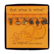 Load image into Gallery viewer, Wine Things 6-Piece Give Thanks Wine Charms