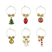 Load image into Gallery viewer, Wine Things 6-Piece Light the Tree Wine Charms, Painted