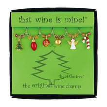 Load image into Gallery viewer, Wine Things 6-Piece Light the Tree Wine Charms, Painted